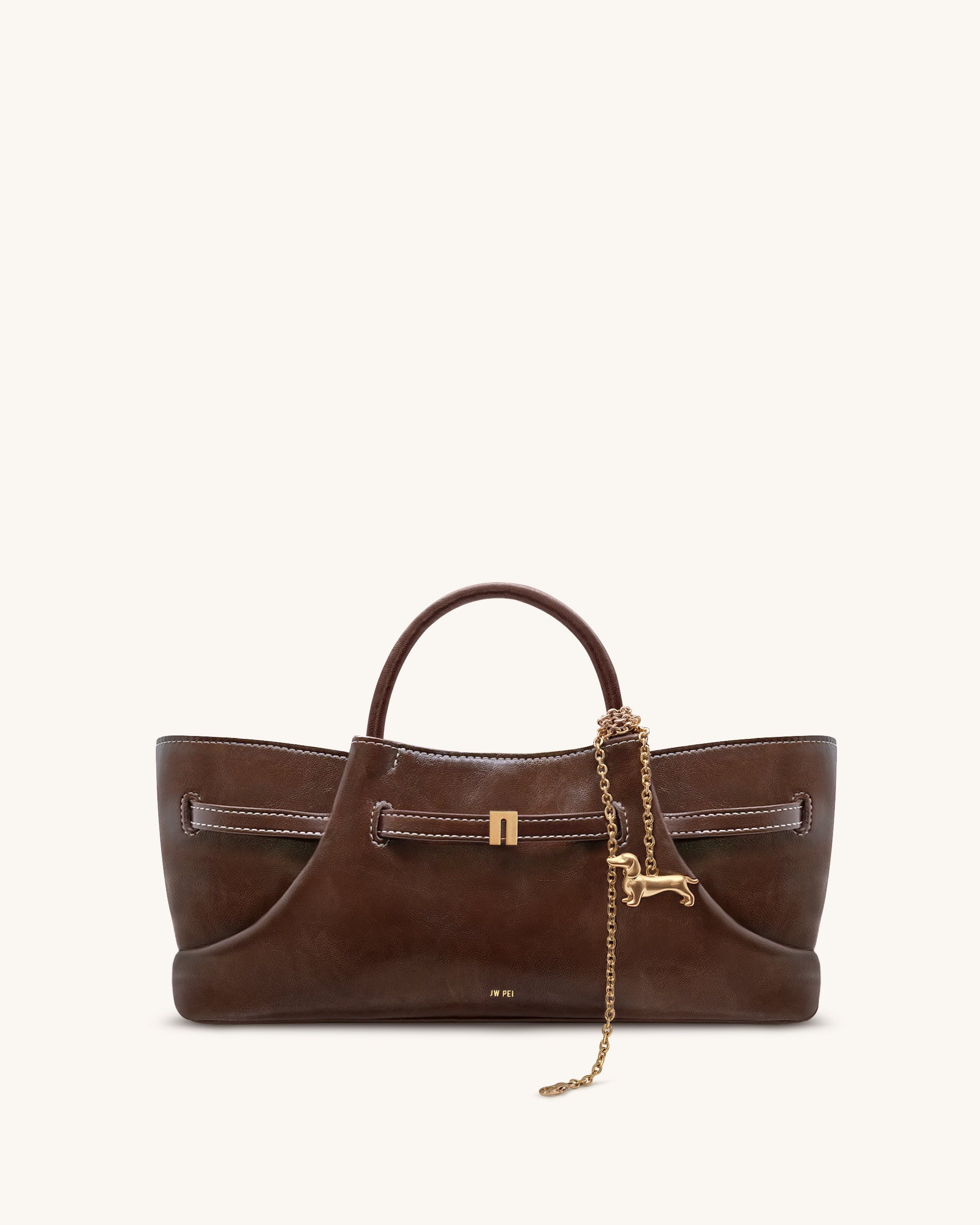 Maeve Dachshund Metal Charm Tote Bag - Dark Brown - JW PEI LATAM