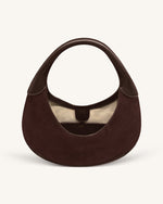 Colette Faux Suede Crescent Hobo Bag - Dark Brown