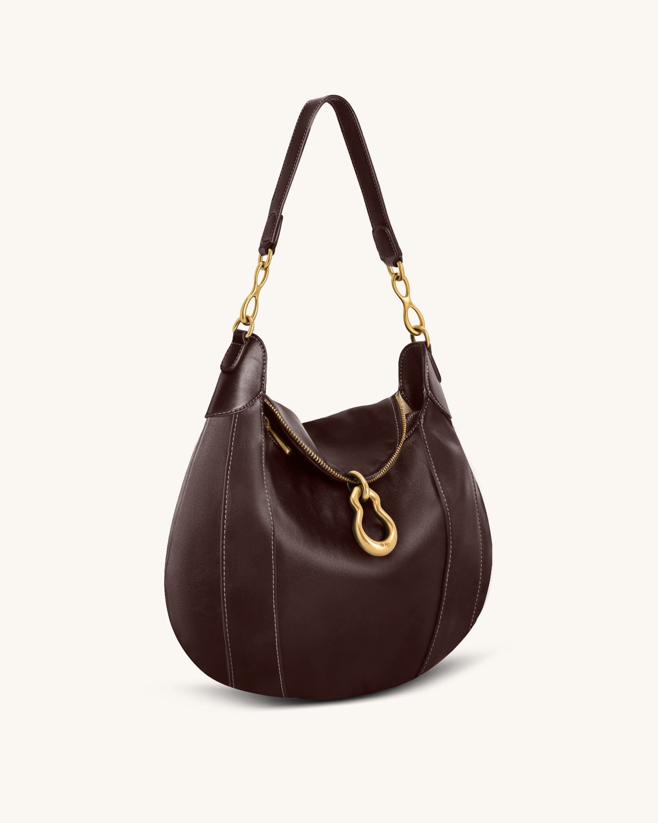 Daria Metal Pendant Embellished Shoulder Bag - Dark Brown