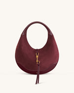 Colette Faux Suede Crescent Hobo Bag - Deep Claret