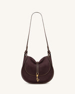Arla Small Faux Suede Hobo Bag - Chocolate