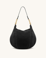 Daria Metal Pendant Embellished Shoulder Bag - Black