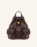 Avery Pebbled Drawstring Utility Backpack – Dark Brown