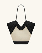 Maribel Panel Tote Bag - Black Canvas