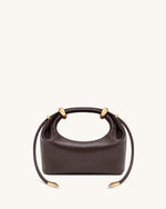 Ellie Metal Ring Embellished Top Handle Bag - Dark Brown