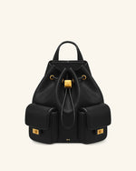 Avery Pebbled Drawstring Utility Backpack – Black