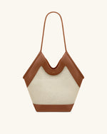 Maribel Panel Tote Bag - Brown Canvas