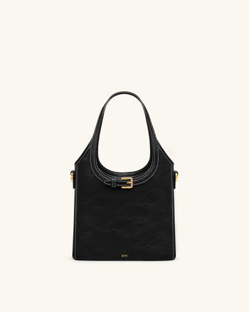Brooke Mini Belted Embellished Top Handle Bag - Black