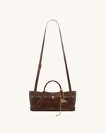 Maeve Dachshund Metal Charm Tote Bag - Dark Brown
