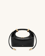 Ellie Metal Ring Embellished Top Handle Bag - Black