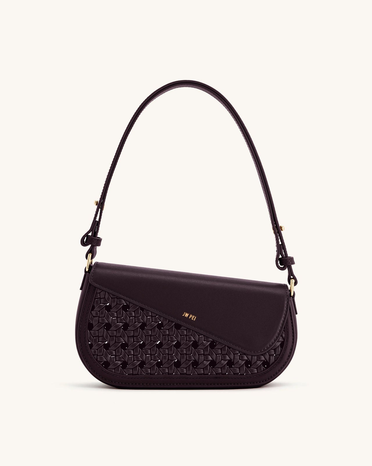 Addisyn Cutout Woven Shoulder Bag - Burgundy