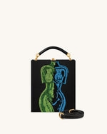 Elle Colorful Beaded Book Top Handle Bag - Black