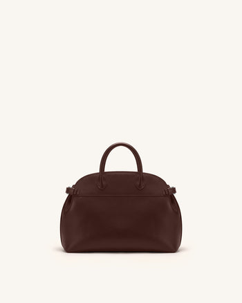 Arden Curved Top Handle Bag - Dark Brown