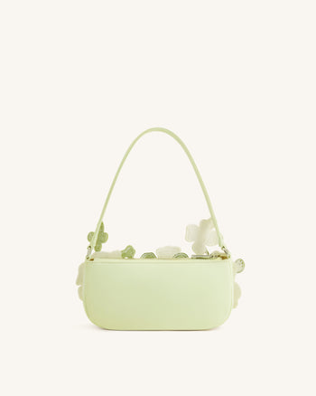 Leona Bead Embellished Shoulder Bag - Light Green