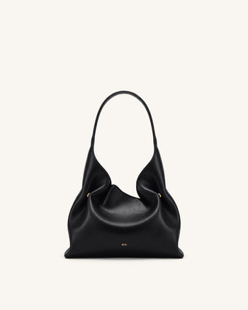 Velora Smooth Hobo Shoulder Bag - Black