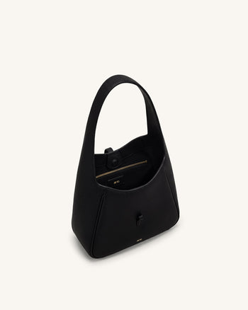 Bruna Pebbled Hobo Bag - Black