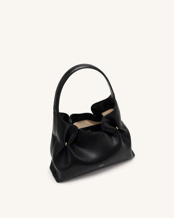 Velora Smooth Hobo Shoulder Bag - Black