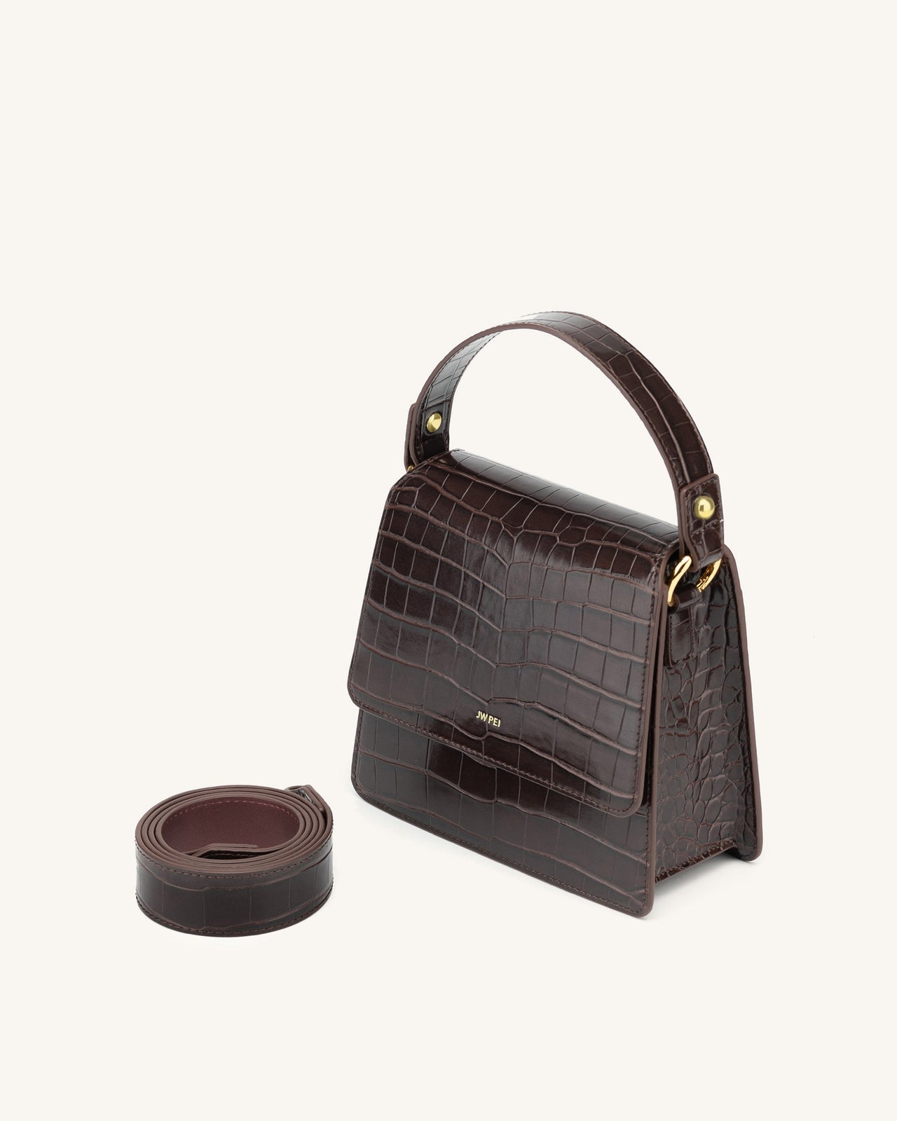 The Fae Top Handle Bag - Nutella Croc