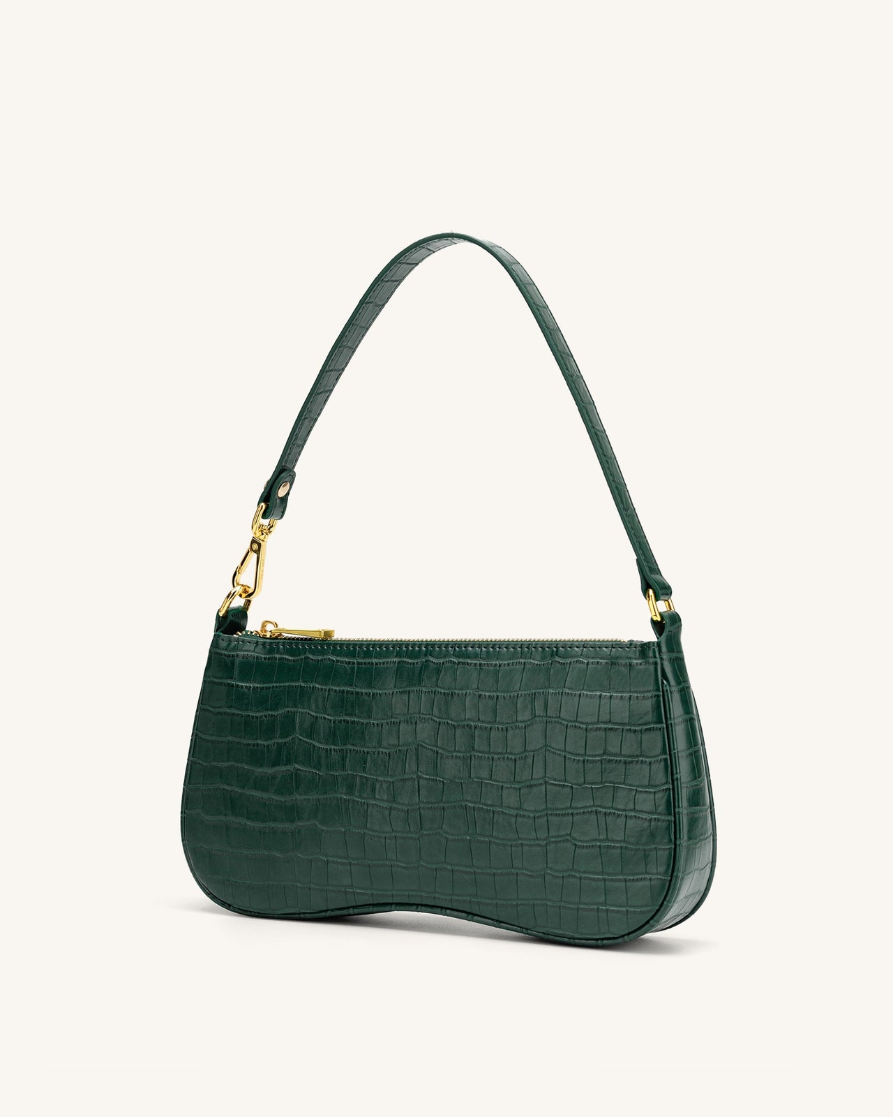 Eva Shoulder Bag - Dark Green Croc