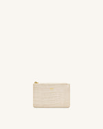 Quinn Zipped Card Holder - Ivory Croc