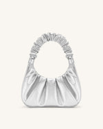 Gabbi Metallic Ruched Hobo Handbag - Silver