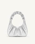 Gabbi Metallic Ruched Hobo Handbag - Silver