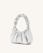 Gabbi Metallic Ruched Hobo Handbag - Silver