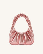 Gabbi Metallic Ruched Hobo Handbag - Pink