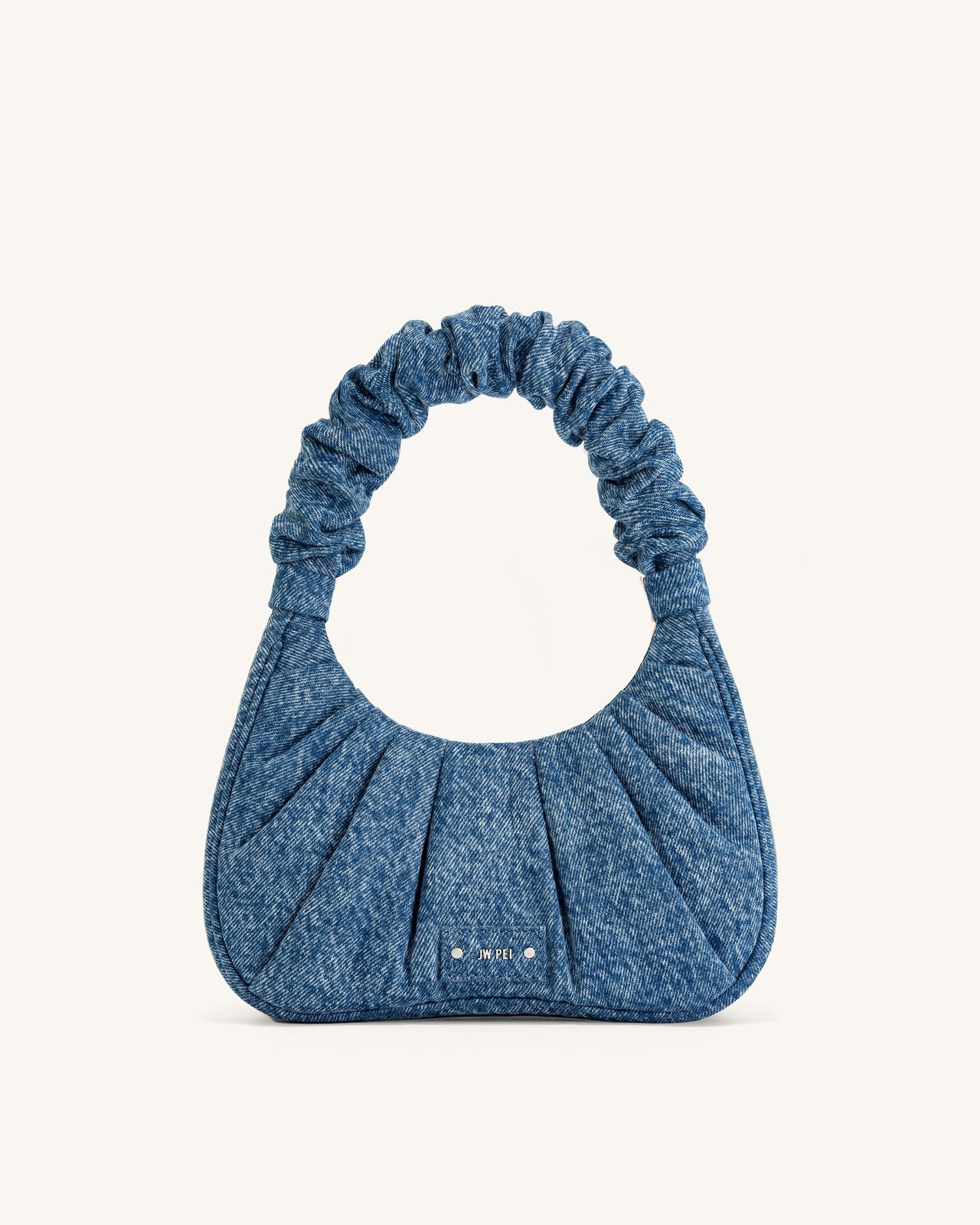 Gabbi Denim Ruched Hobo Handbag - Blue