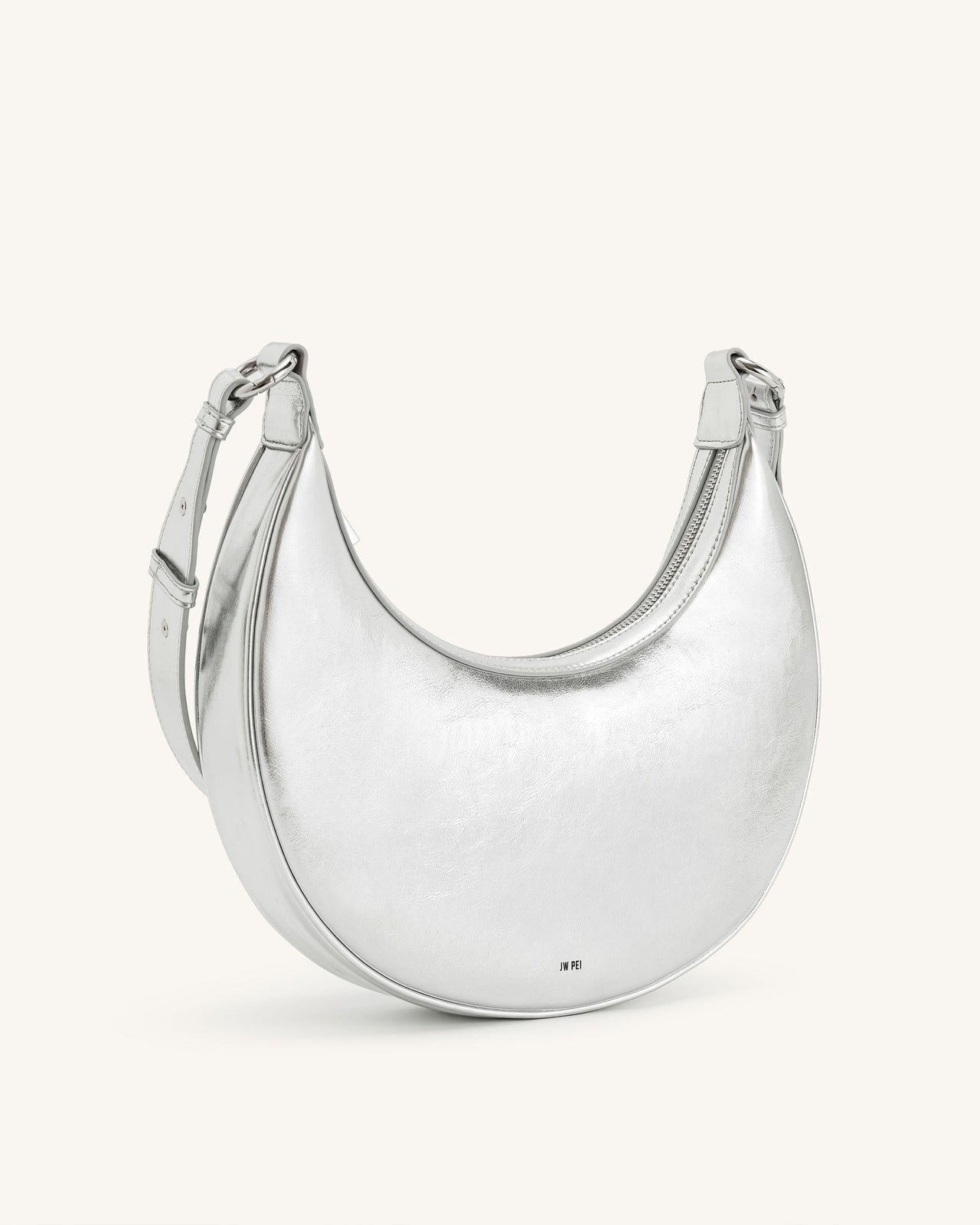 Carly Metallic Saddle Bag - Silver