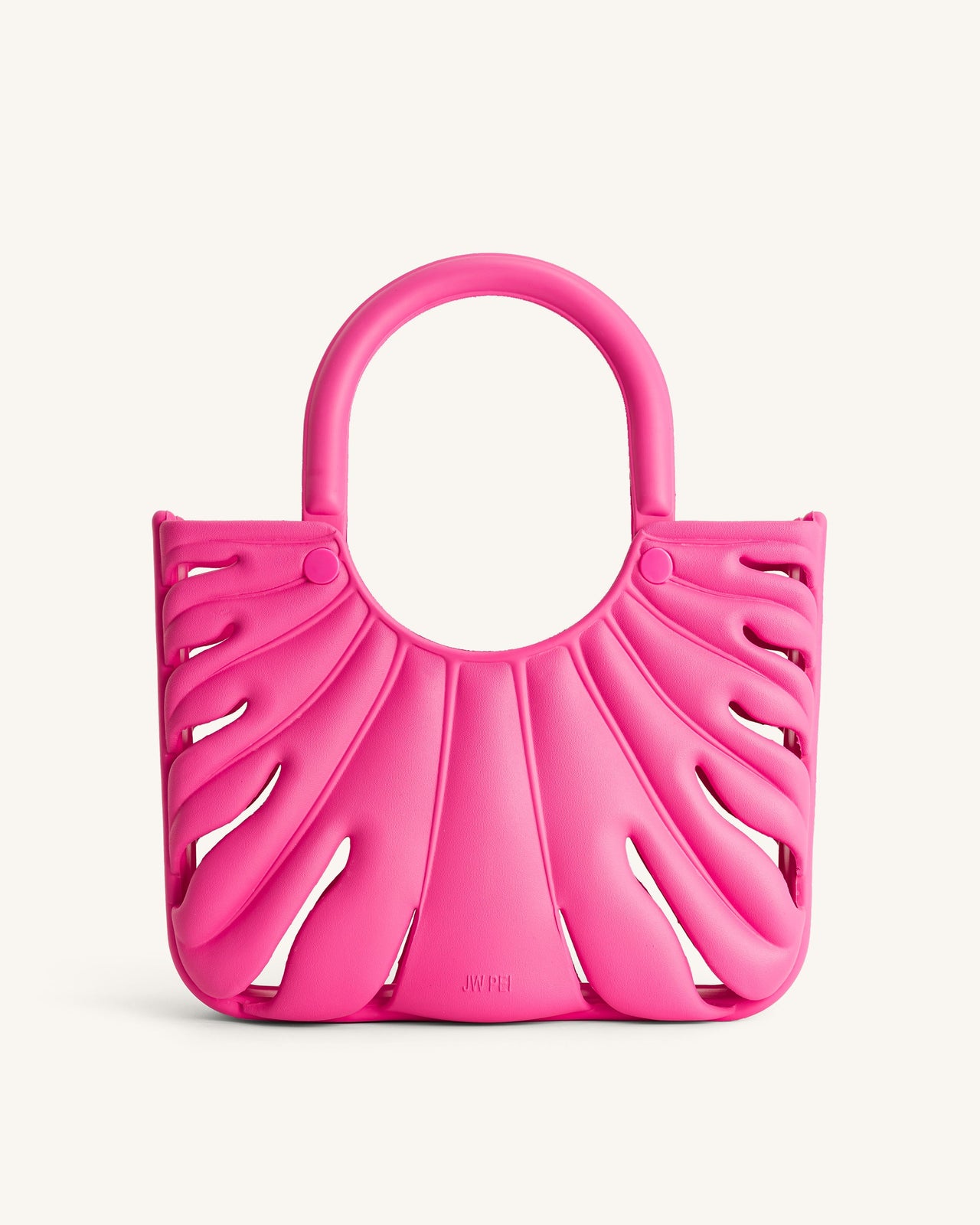 Faye Leaf Beach Bag - Bright Pink