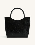 Leah Pleating Medium Tote Bag - Black