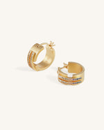 Hoop Earrings - 18ct Gold Plated & Multicolor Zircon