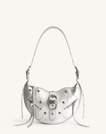 Tessa Metallic Pleating Shoulder Bag - Silver