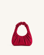 Gabbi Artificial Crystal Medium Ruched Hobo Handbag - Red