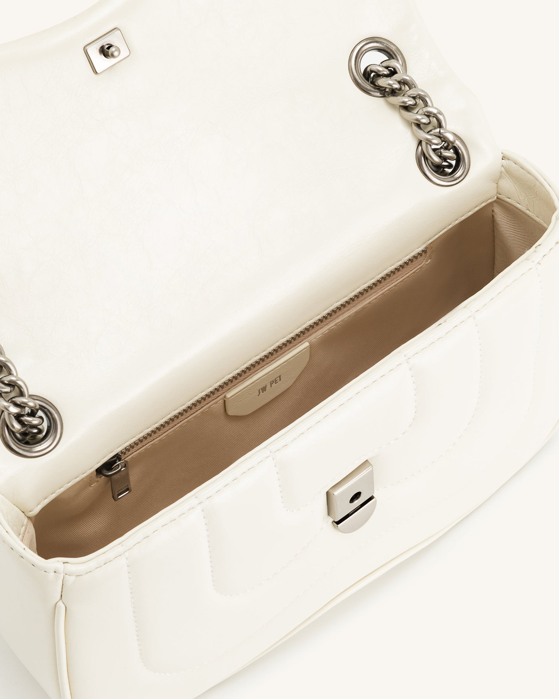 Tina Quilted Chain Crossbody - Ivory - JW PEI Brazil