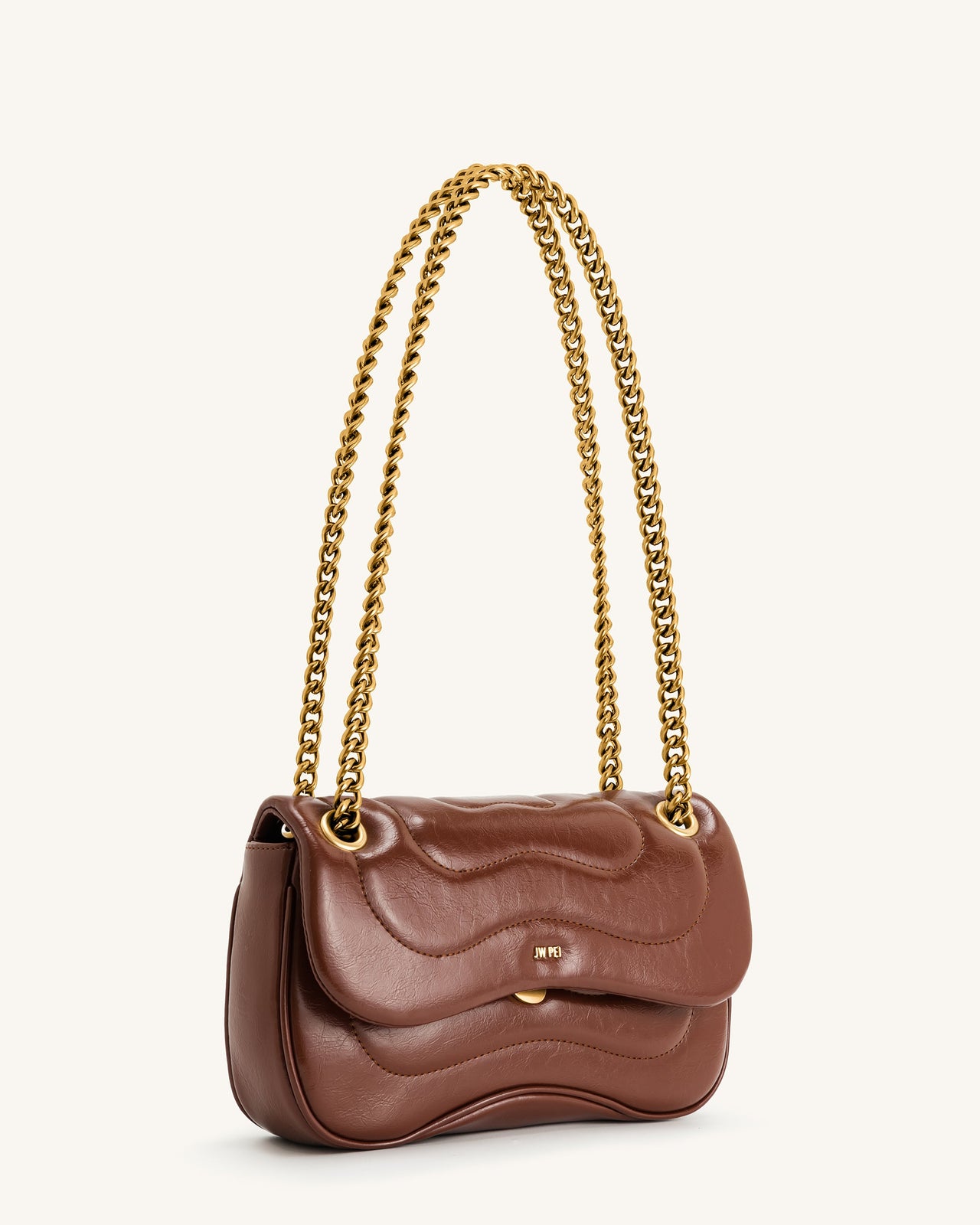 Tina Quilted Chain Crossbody - Brown