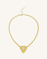 Leaf Pendant Necklace - 18ct Gold Plated & White Zircon