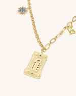 Roman Arch Pendant Necklace - 18ct Gold Plated & Multicolor Zircon