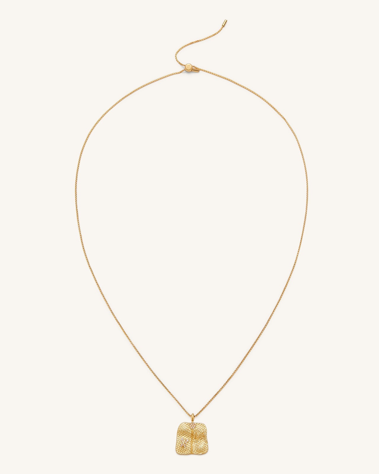 Plantain Fan Pendant Necklace - 18ct Gold Plated & White Zircon