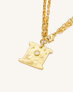 Cosmos Square Necklace - 18ct Gold Plated & White Zircon